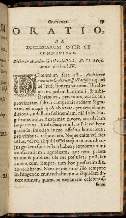 Oratio, De Ecclesiarum Inter Se Communione.