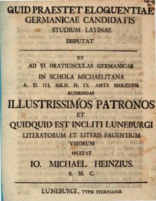 Quid praestet eloquentiae Germanicae candidatis studium latinae