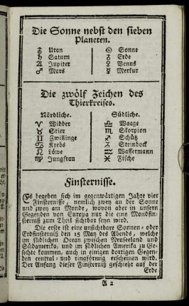 Die zwölf Zeichen des Thierkreises.