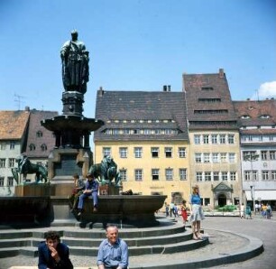 Freiberg. Marktbrunnen : Freiberg. Brunnendenkmal Otto der Reiche auf Obermarkt
