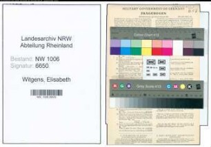 Entnazifizierung Elisabeth Witgens , geb. 06.02.1893 ()