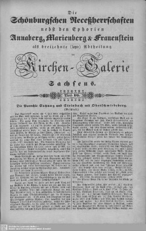 Die Parochie Satzung und Steinbach mit Oberschmiedeberg (Beschluß), Gesau, Die Parochie Wernsdorf, Die Parochie Hermannsdorf : 16. Lieferung