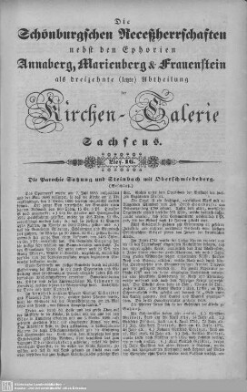 Die Parochie Satzung und Steinbach mit Oberschmiedeberg (Beschluß), Gesau, Die Parochie Wernsdorf, Die Parochie Hermannsdorf : 16. Lieferung