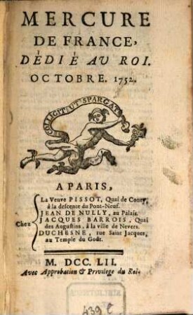 Mercure de France. 1752, 10