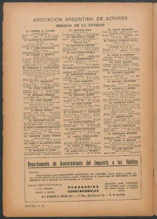 Asociación argentina de actores : Médicos de la entidad