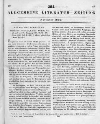 Deutsche Vierteljahrs-Schrift. Jg. 1838-39. Stuttgart, Tübingen: Cotta 1838-39