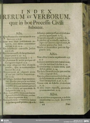 Index Rerum Et Verborum, quae in hoc Procssu Civili habentur