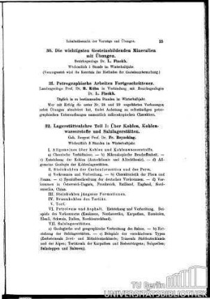 31. Petrographische Arbeiten Fortgeschrittener