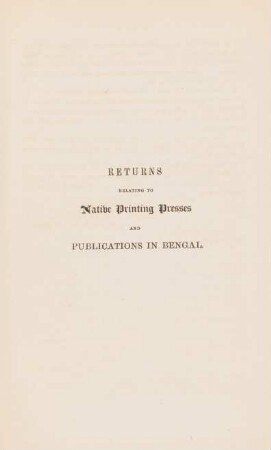 Returns relating to native printing presses and publications in Bengal