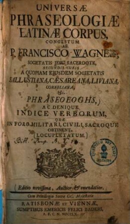 Universae Phraseologiae Latinae Corpus