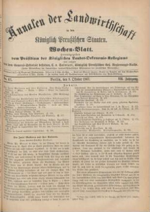 No. 41. Berlin, den 9. Oktober 1867. VII. Jahrgang.
