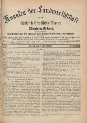 No. 41. Berlin, den 9. Oktober 1867. VII. Jahrgang.