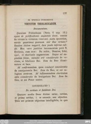 De Speciali Incremento Virtutum Theologicarum.