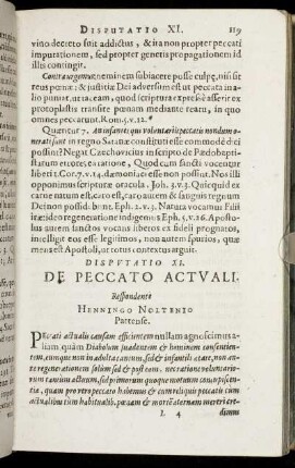 Disputatio XI. De Peccato Actuali