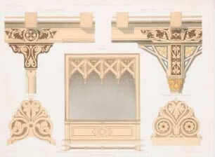 Innendekoration der Wartesäle des Bahnhofs, Küstrin: Details (aus: Architektonisches Skizzenbuch, H. 38, 1858)
