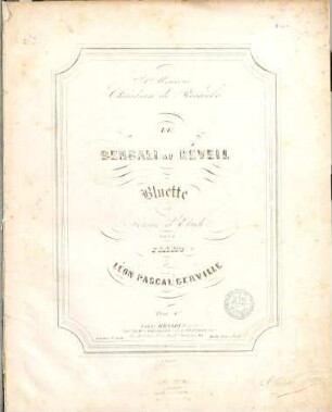 Le Bengali au réveil : bluette en forme d'étude pour piano : à monsieur Christian de Rosanbo