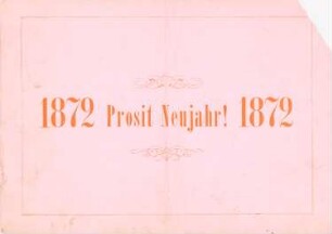 Neujahr Glückwunsch Karte 1872: Zwei Greife mit der Pallas-Athene