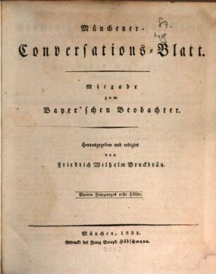 Münchener Conversations-Blatt. 1832,1 = 4. Jg.