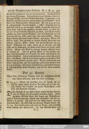 Das 41. Capitel. Von dem heilsamen Nutzen und der heilsamen Kraft des Lobes Gottes und der Lob-Gesänge.