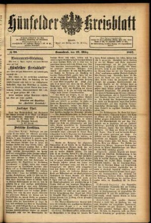 Erste Ausgabe vom Samstag, den 27. März 1897.