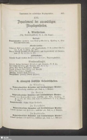 XVI. Departement der auswärtigen Angelegenheiten