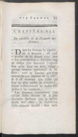 Chapitre VII. Du caractére & de l'humeur des femmes