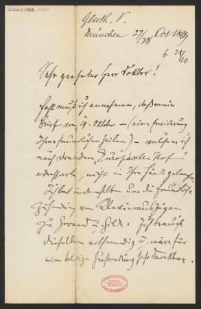 Brief an Ludwig Strecker  und B. Schott's Söhne : 27.10.1899