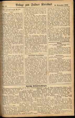 Zweite Ausgabe vom Samstag, den 23. September 1882.