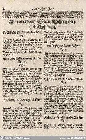 Von allerhand schönen Wasserspielen und Aufsätzen.