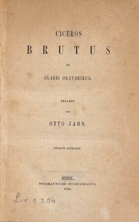Ciceros Brutus de claris oratoribus