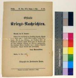 Kriegsdepesche des Norddeutschen Bundes über die Kriegsereignisse vom 28.11.1870 bei Amiens