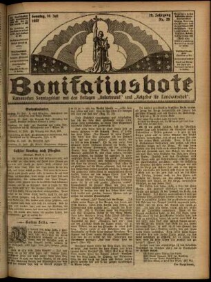 Erste Ausgabe vom Sonntag, den 16. Juli 1922.
