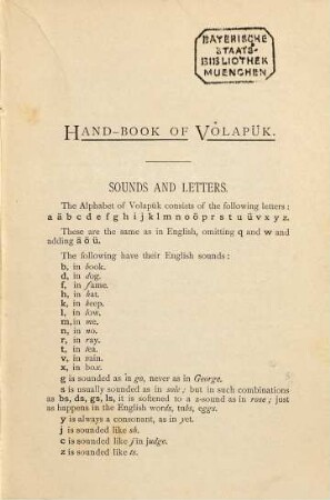 Hand-Book of Volapük : The international language. By Charles E. Sprague