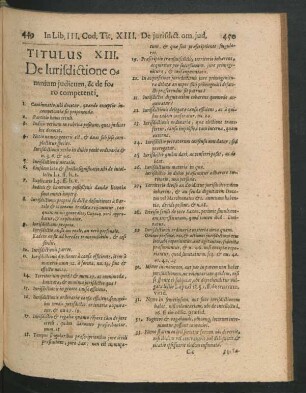 Titulus XIII. De Iurisdictione omnium iudicum, & de foro competenti.