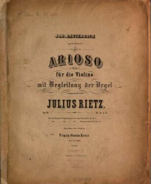 Arioso : für d. Violine mit Begl. d. Orgel ; op. 48