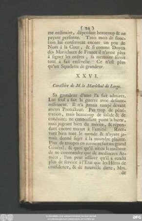 XXVI. Caractére de M. le Maréchal de Lorge.