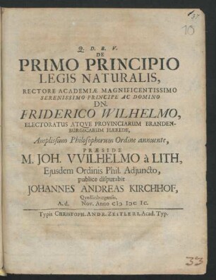 De Primo Principio Legis Naturalis