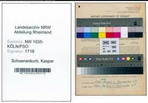 Entnazifizierung Kaspar Schoenenkorb , geb. 23.08.1908 (Bueroangestellter)