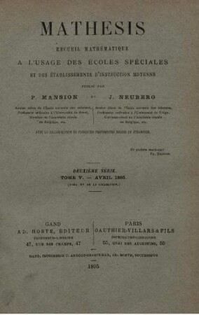 TOME V. - AVRIL 1895.