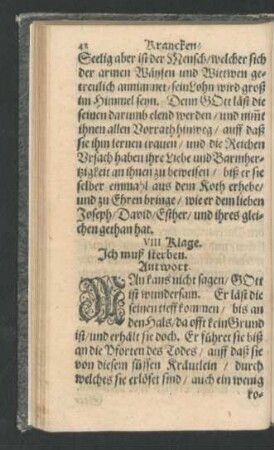 VII. Klage. Ich muß sterben.
