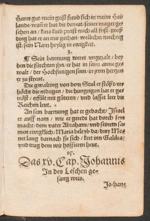 Das xv. Cap. Johannis || Jn des Leschen ge=||sang weis. ||