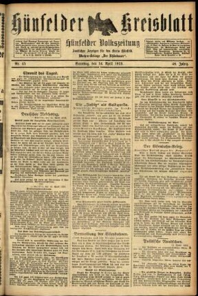 Ausgabe vom Samstag, den 14. April 1923.