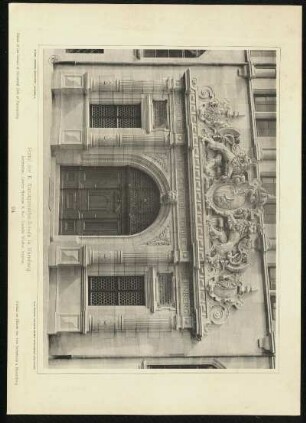 Tafel 94. Portal der K. Kunstgewerbe-Schule in Nürnberg. Architekten: Director Hammer & Prof. Conradin Walther