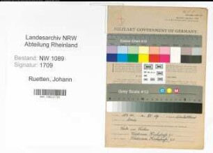 Entnazifizierung Johann Ruetten , geb. 09.03.1898 (Brandmeister)