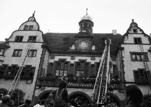 Freiburg im Breisgau: Feuerwehrübung am Rathaus