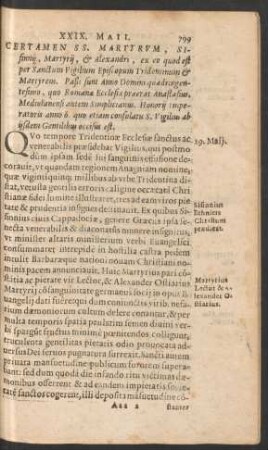 Certamen SS. Martyrum, Sisinnii, Martyrii, et Alexandri ...