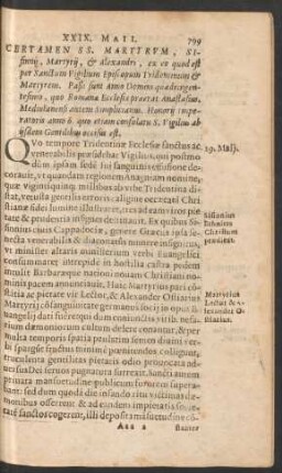 Certamen SS. Martyrum, Sisinnii, Martyrii, et Alexandri ...