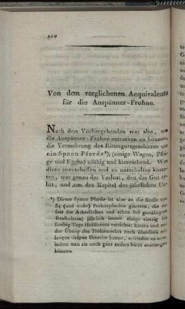 Von dem verglichenen Aequivalente für die Anspänner-Frohne
