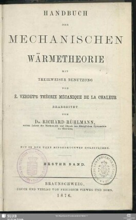 1: Handbuch der mechanischen Wärmetheorie