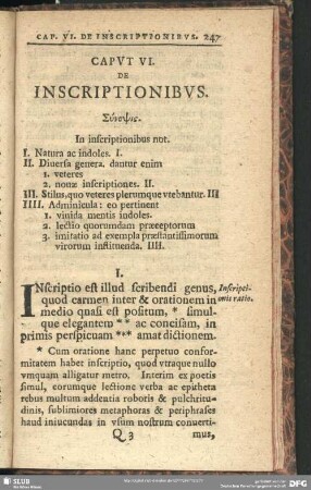 Caput VI. De Inscriptionibus